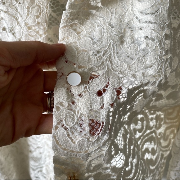 ZARA Cream Ivory Lace Button Down Polo Jacket size XS - Picture 3 of 11